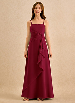 Azazie lolly Girls Formal Flower Girl Dresses Burgundy A-Line Pleated Chiffon Dress image4
