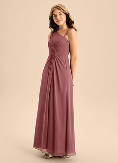 Azazie Brooke Junior Amethyst A-Line Side Slit Chiffon Dress image6
