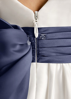 Azazie Sosie Flower Girl Dresses Ivory Stormy A-Line Pleated Matte Satin Dress image6