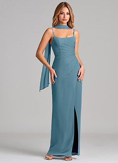 Azazie Calandra Bridesmaid Dresses Bermuda Sheath Pleated Chiffon Dress image1
