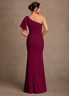 Azazie Haddie Mother of the Bride Dresses Burgundy Sheath One Shoulder Stretch Crepe Dress image2