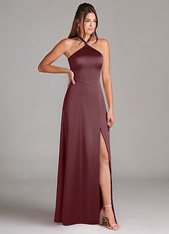 Azazie Elliana Brautjungfernkleider A-Linie Seitliche Cut-Outs Stretch-Satin Kleid Sangria image3