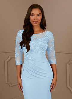 Azazie Fatemah Mother of the Bride Dresses Sky Blue Mermaid Scoop Lace Lace Dress image5