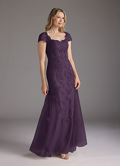 Azazie Marbella Mère de la mariée Robes Robe Sirène en Dentelle Paillettes Reine Anne Prune image3