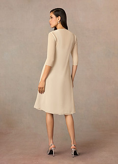 Azazie Olivia Mother of the Bride Dresses Champagne A-Line Square Neckline Pleated Chiffon Dress image2