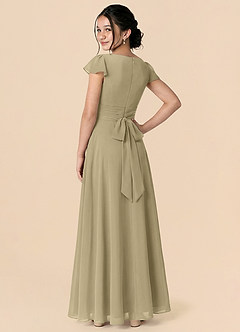 Azazie Payton Moss Green A-Line Bow Chiffon Dress image2