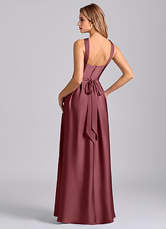 Azazie Dixie Bridesmaid Dresses Desert Rose A-Line Pleated Stretch Satin Dress image5
