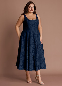 Amalie Navy A-line Midi Dress image4