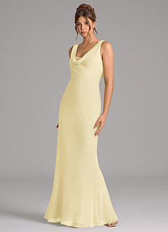 Azazie Rylina Bridesmaid Dresses Lemon Sorbet Mermaid Pleated Chiffon Dress image5