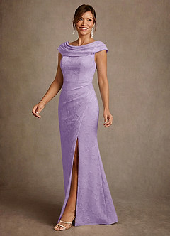 Azazie Irvine Mother of the Bride Dresses Lilac A-Line Pleated Floral Burnout Dress image1