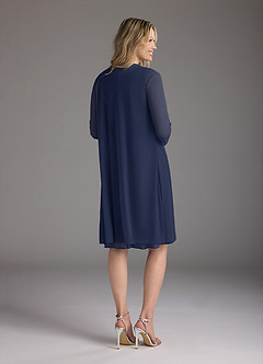 Azazie Sunny Mother of the Bride Dresses Dark Navy A-Line Pleated Mesh Dress image4