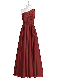 Azazie Demi Bridesmaid Dresses Rust A-Line One Shoulder Chiffon Dress image9
