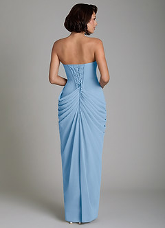 Azazie Nyra Bridesmaid Dresses Powder Blue Sheath Corset Chiffon Dress image2