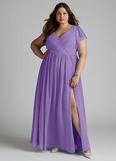 Azazie Zella Bridesmaid Dresses Tahiti A-Line Lace Chiffon Dress image8