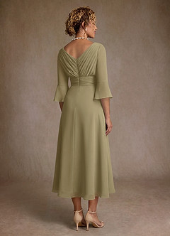 Azazie Aerynne Kleider für die Brautmutter A-Linie Plissee Chiffon Kleid Moosgrün image2