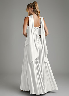 Azazie Stephanie Bridesmaid Dresses White A-Line Corset Stretch Satin Dress image9