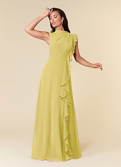 Azazie Narine 신부의 어머니 드레스 A라인 주름진 쉬폰 플로어 길이 드레스 image1