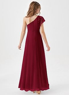 Azazie Arabella Junior Burgundy A-Line Ruched Chiffon Dress image6
