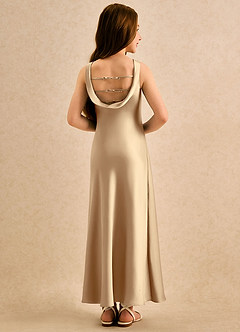 Azazie Raspberry Girls Formal Flower Girl Klänningar Klä A-Line i Stretch Satin Plisserad image2