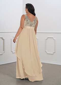 Azazie Xella Abiti per la Madre della Sposa Abito A-Line in Chiffon Pizzo Champagne image2