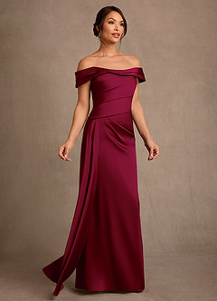 Azazie Beah 신부의 어머니 드레스 쉬스 오프 더 숄더 스트레치 새틴 플로어 길이 드레스 image2