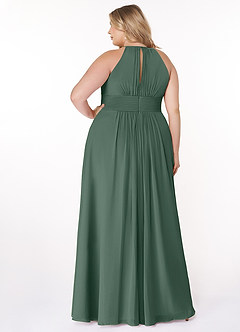 Azazie Bonnie Bridesmaid Dresses Sea Moss A-Line Keyhole Ruched Chiffon Dress image7