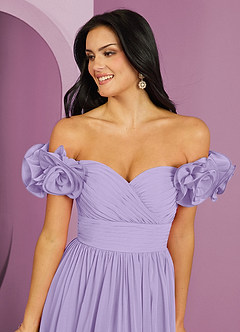 Barbie ♥ Azazie Jurken voor bruidsmeisjes Converteerbaar Jurk van Chiffon met A-Lijn Off the Shoulder Lila image21
