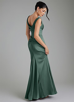 Azazie Spencer Bridesmaid Dresses Sea Moss Mermaid Pleated Stretch Satin Dress image2