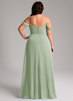 Azazie Marley Jurken voor bruidsmeisjes Converteerbaar Jurk van Chiffon met A-Lijn Off the Shoulder Stoffige Salie image12