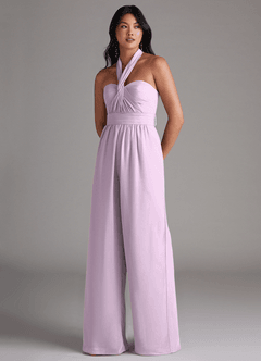 Azazie Lamara Robes de demoiselle d'honneur Combinaison Convertible en Mousseline de soie Épaule décolletée Frostiges Flieder image8