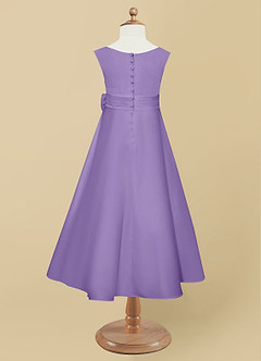 Azazie Lindy Flower Girl Dresses Tahiti A-Line Pleated Matte Satin Dress image11