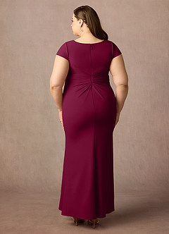 Azazie Tana vestidos de madre de la novia Vestido de Borgoña de Crepé elástico de Sirena con Cuello en V plisado image7