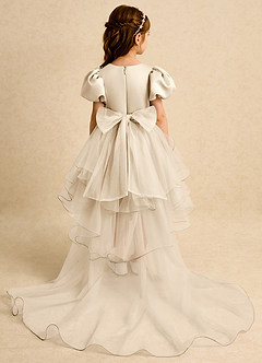 Azazie Cocoa Abiti da Ragazza di Fiori Abito Principessa in Tulle Plissettato Champagne image7