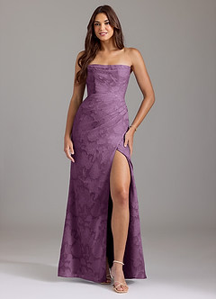 Azazie Leonis Bridesmaid Dresses Wisteria Sheath Strapless Floral Burnout Convertible Dress image1