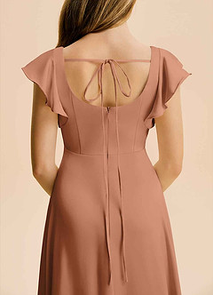 Azazie Bondi Junior Bronzer A-Line Side Slit Stretch Satin Dress image6