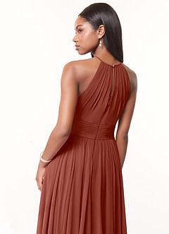Azazie Cherish Bridesmaid Dresses Auburn A-Line Pleated Chiffon Dress image5