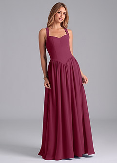 Azazie Francis Bridesmaid Dresses Mulberry A-Line Corset Chiffon Dress image4