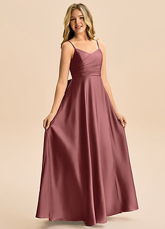 Azazie Rumi Junior Klä av A-Line i Stretch Satin Plisserad image5