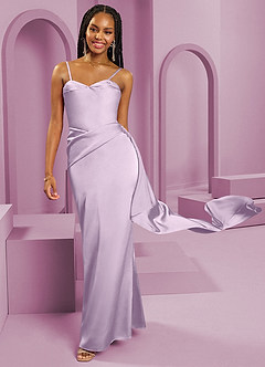 Barbie ♥ Azazie Bridesmaid Dresses Frosted Lilac Sheath Strapless Stretch Satin Convertible Dress image3