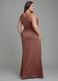 Azazie Akilah Vestidos de damas de honor Vestido Expresado de Satén Elástico de Corte Sirena con Un hombro image9