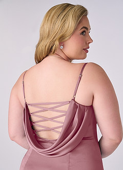 Barbie ♥ Azazie Brudtärnklänningar Klänning av Sjöjungfru i Stretch Satin Korsett Vintage Mauve image8