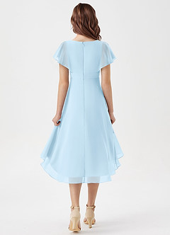 Azazie Graciela Junior Sky Blue A-Line Pleated Chiffon Dress image2