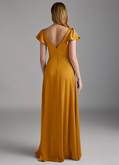 Azazie Omari Bridesmaid Dresses Butterscotch A-Line Stretch Satin Dress image2
