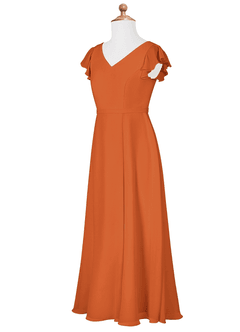 Azazie Claudine Junior Cinnamon A-Line Pleated Chiffon Dress image7
