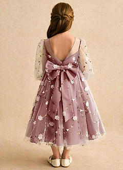Azazie Elowen Flower Girl Dresses Amethyst A-Line Sweetheart Neckline Lace Dress image2