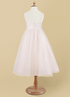 Azazie Buttercup Flower Girl Dresses Ivory Rose Petal A-Line Lace Tulle Dress image8