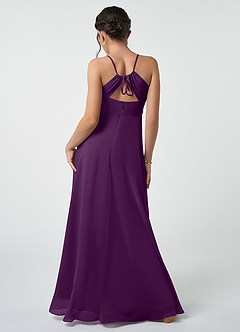 Azazie Avelina Junior Grape A-Line Pleated Chiffon Dress image3