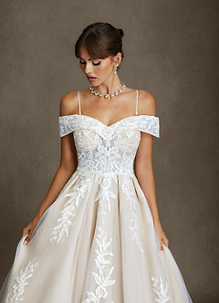 Azazie Becca Wedding Dresses Diamond White Champagne A-Line Sweetheart Neckline Tulle Dress image5