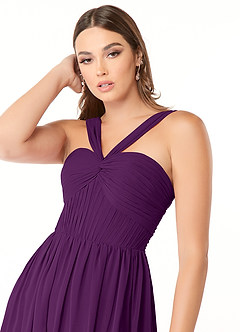 Azazie Dionne Abiti da Damigella Abito A-Line in Chiffon Corsetto Uva image6