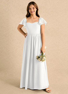 Azazie Patsy Girls Formal Flower Girl Klänningar Klänning A-linje i Chiffong Hjärtformad urringning image4